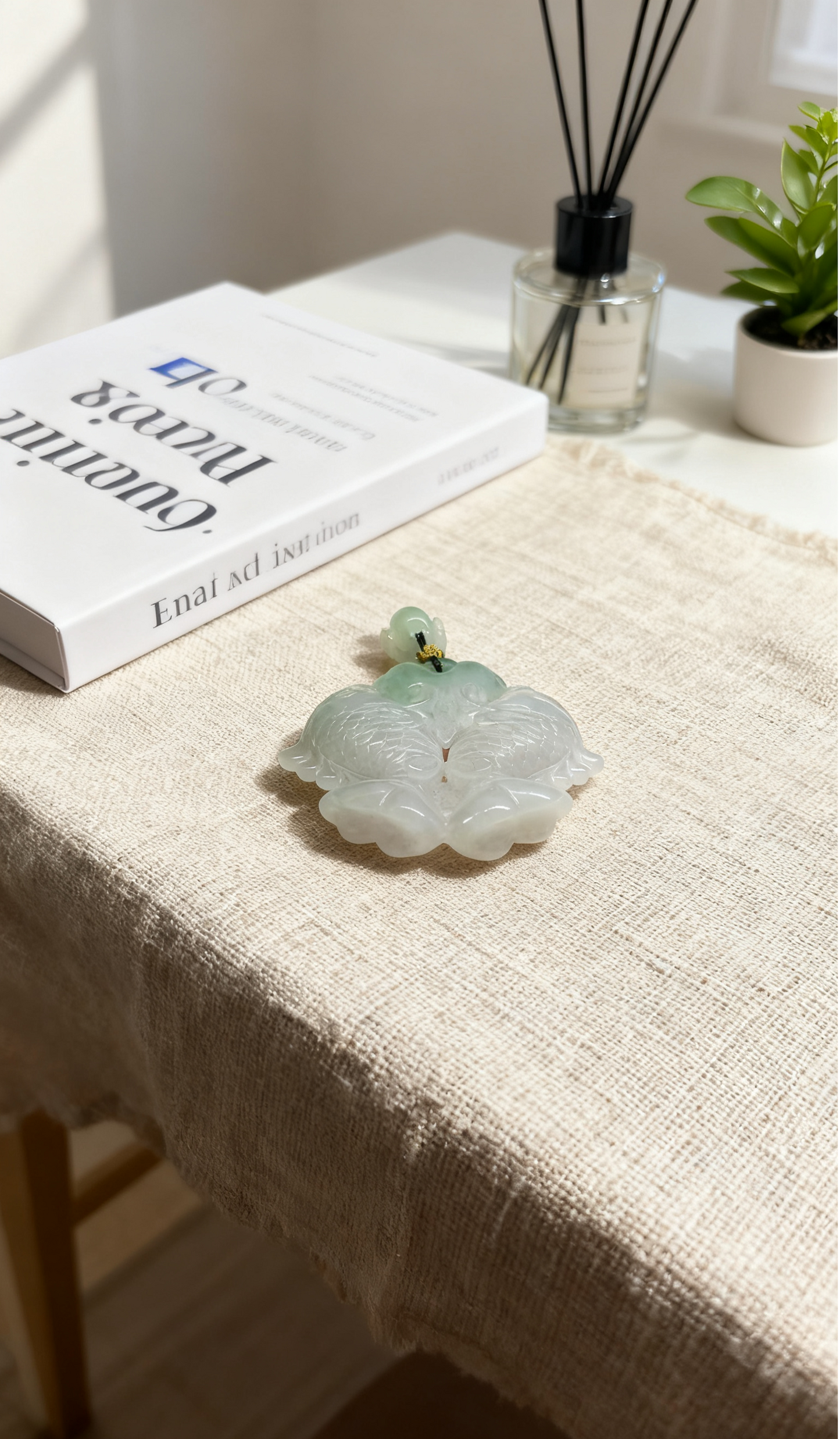 “Double Koi in Love” Burmese Jadeite Pendant – Symbol of Eternal Love & Harmony