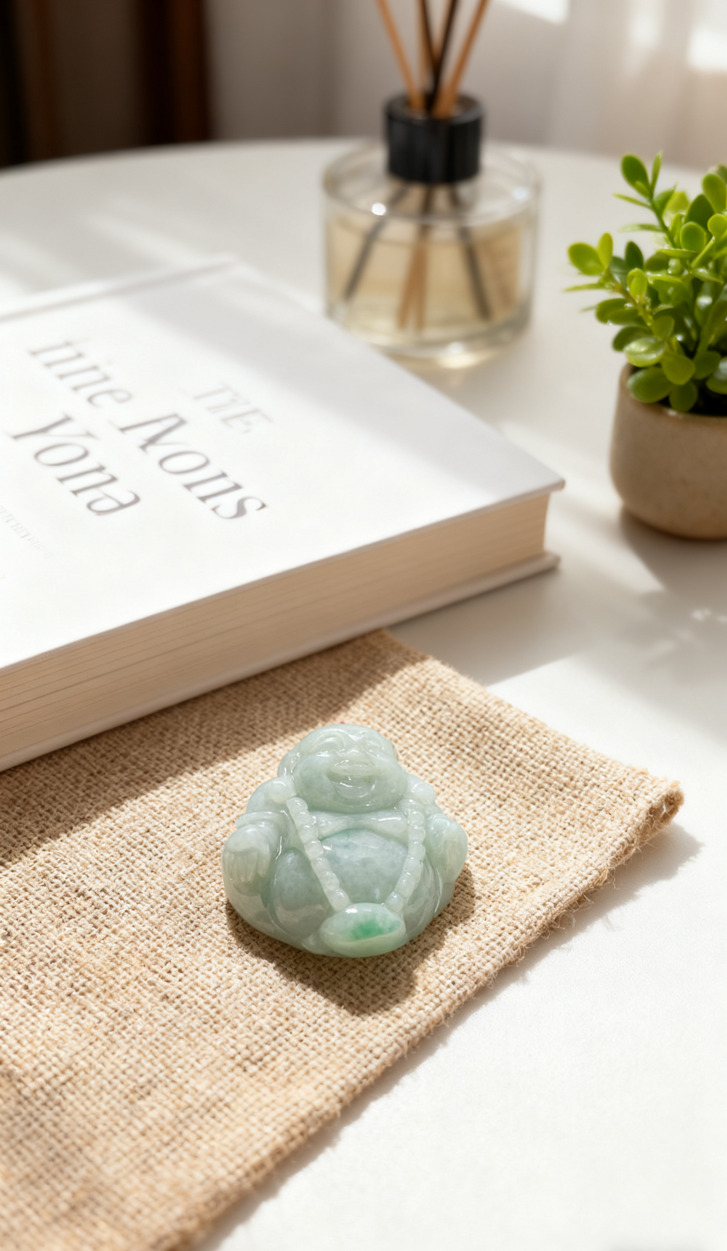 Laughing Maitreya Buddha Jadeite Pendant β Serene Blessing in Translucent Green