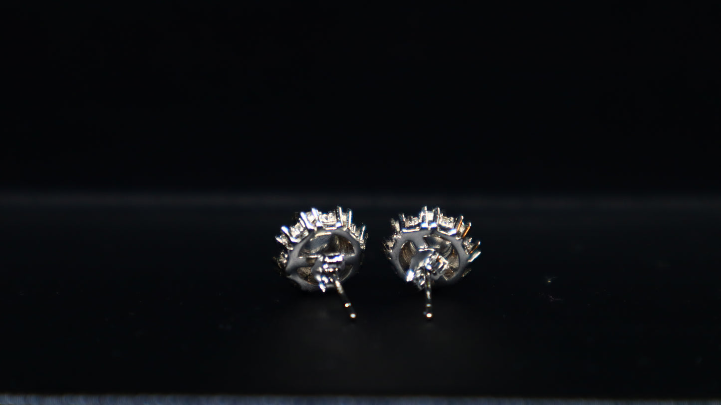 Green Jadeite Sunburst Stud Earrings with Sterling Silver