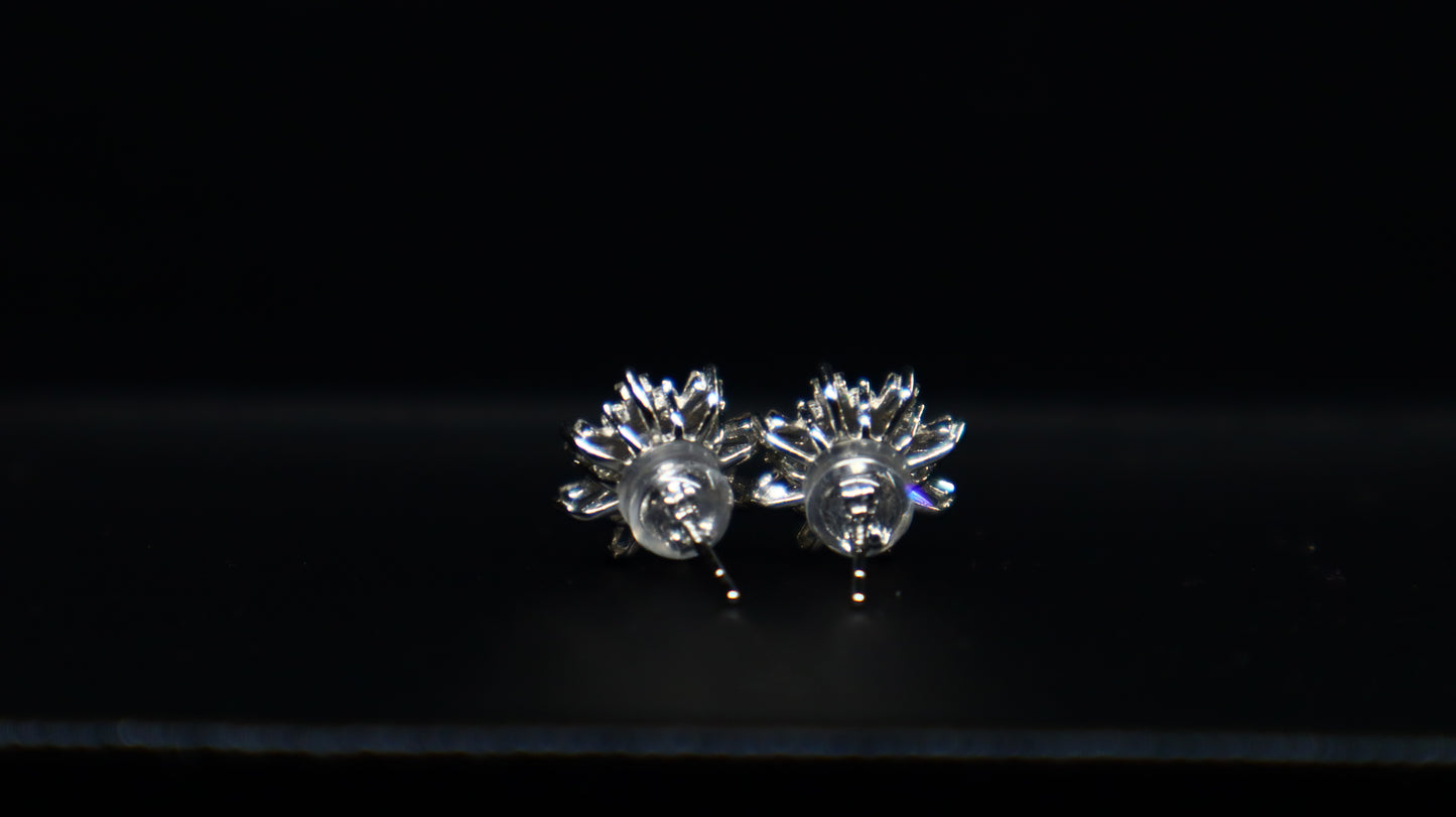 Green Jadeite Sunburst Stud Earrings with Sterling Silver