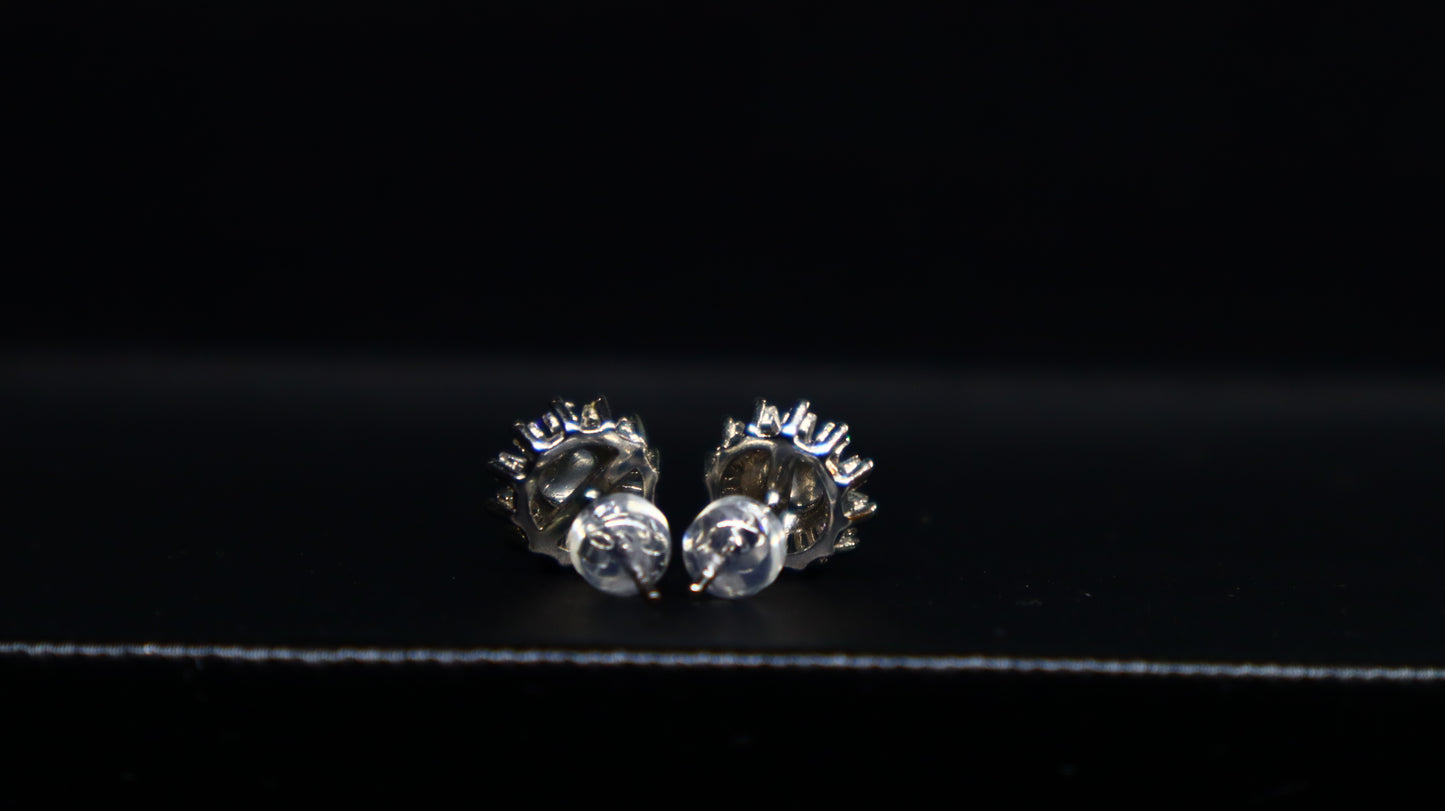 Starburst Green Jadeite Stud Earrings with Sterling Silver