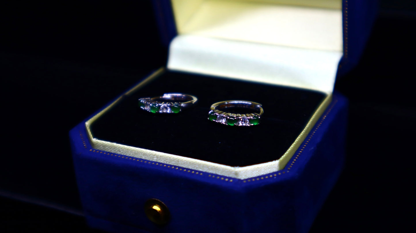 Green Jadeite Hoop Earrings with Sterling Silver