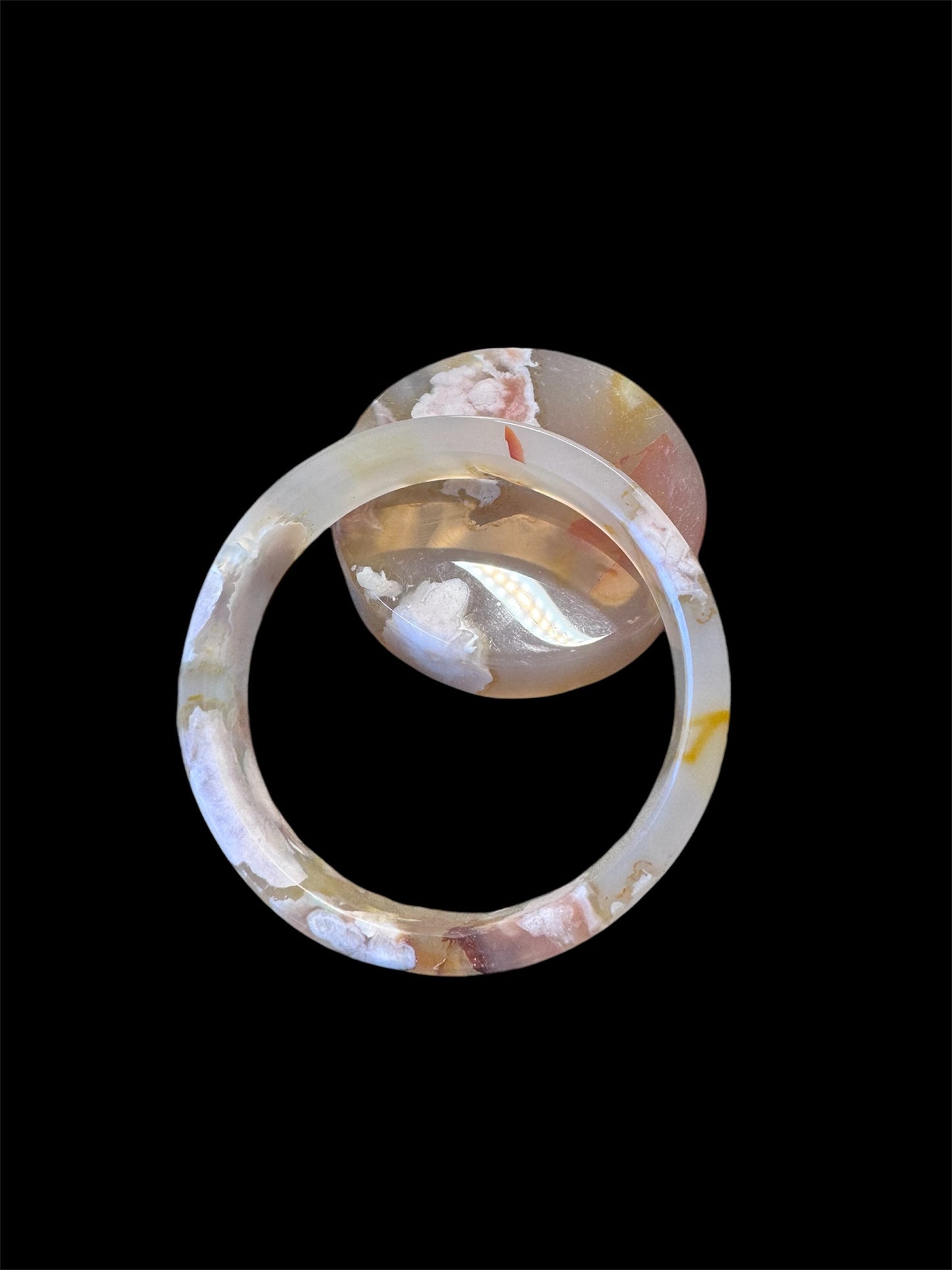 Cherry Blossom Agate Bangle with Stand