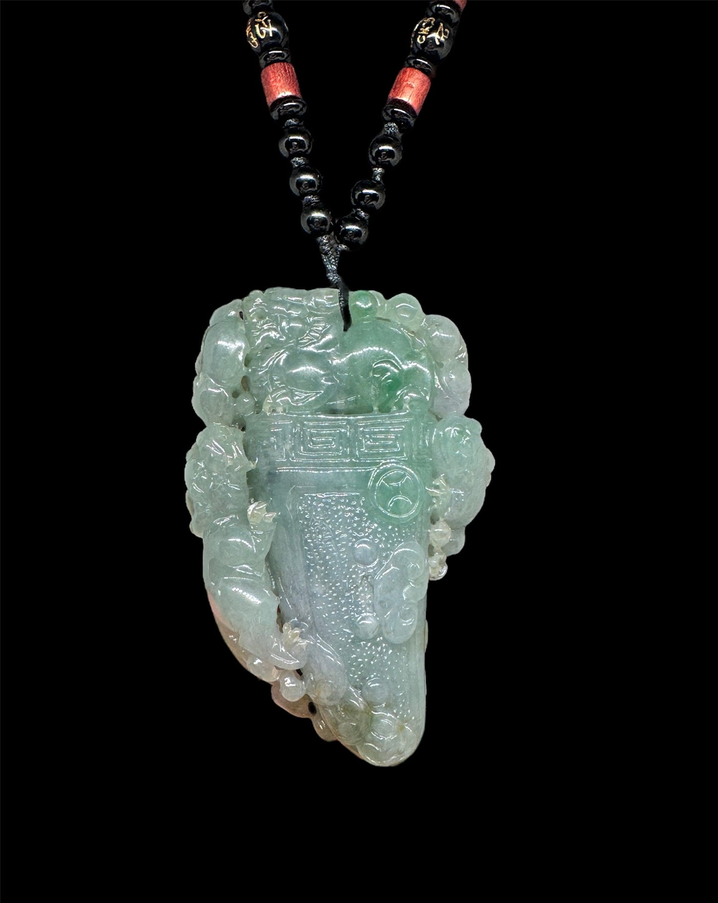 Burmese Jadeite "望子成龙" Pendant