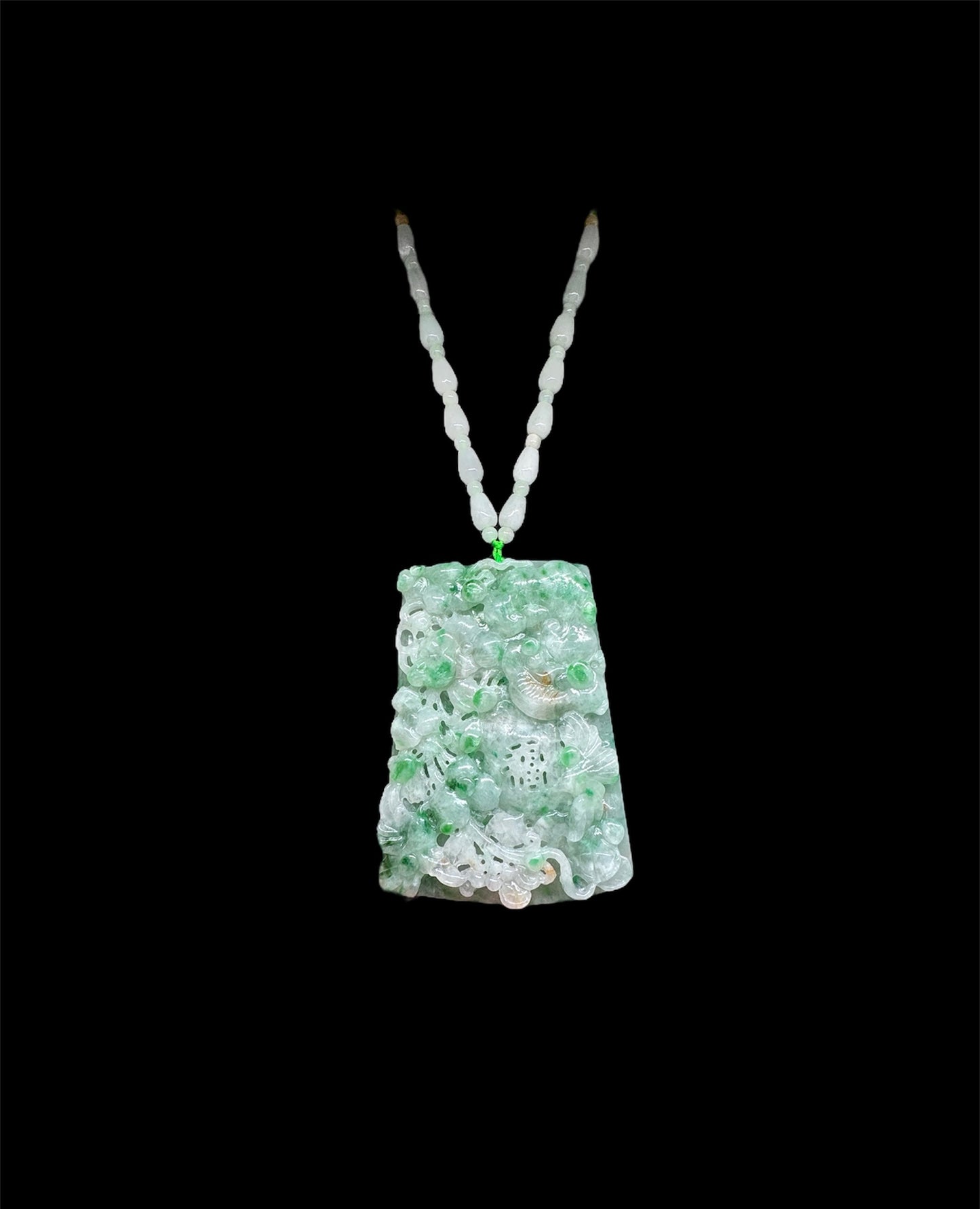 Burmese Jadeite Ruyi Pendant with Blessing Motif