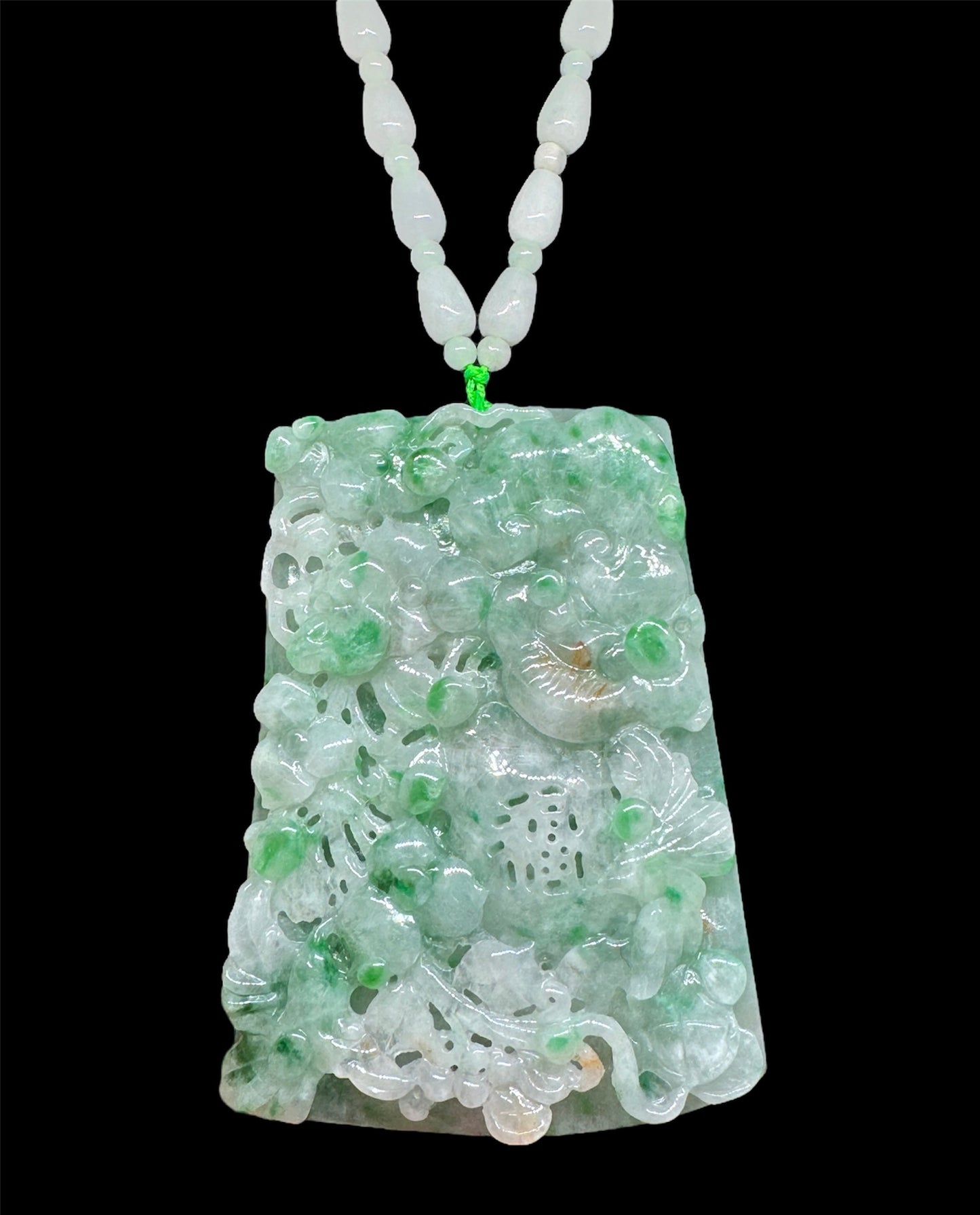 Burmese Jadeite Ruyi Pendant with Blessing Motif