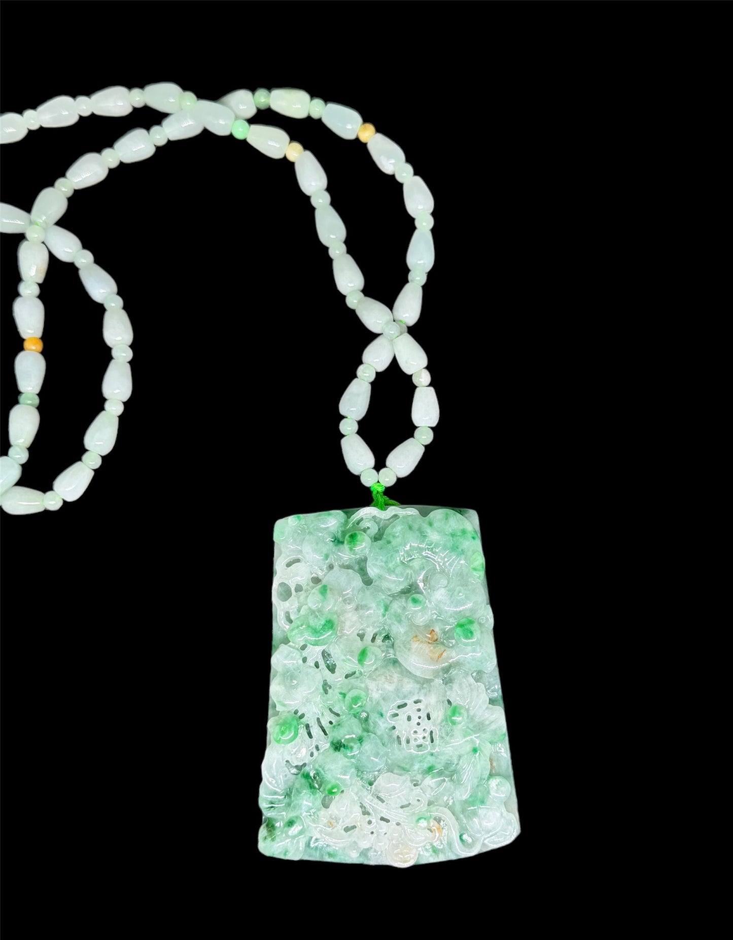 Burmese Jadeite Ruyi Pendant with Blessing Motif