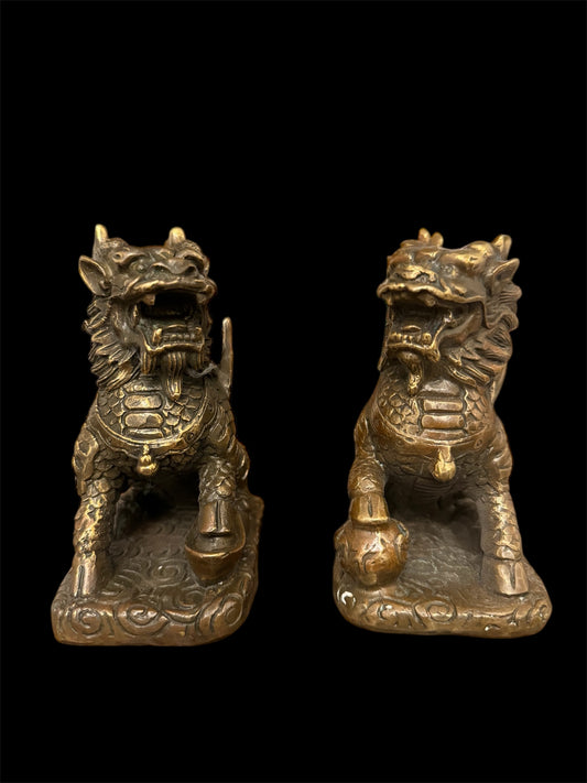 Feng Shui Brass Guardian Lion Pair