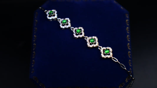 Green Jadeite Sterling Silver Bracelet
