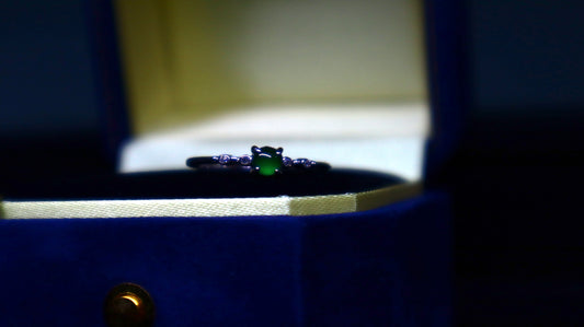 Minimalist Green Jade Ring with Subtle Zirconia Accents