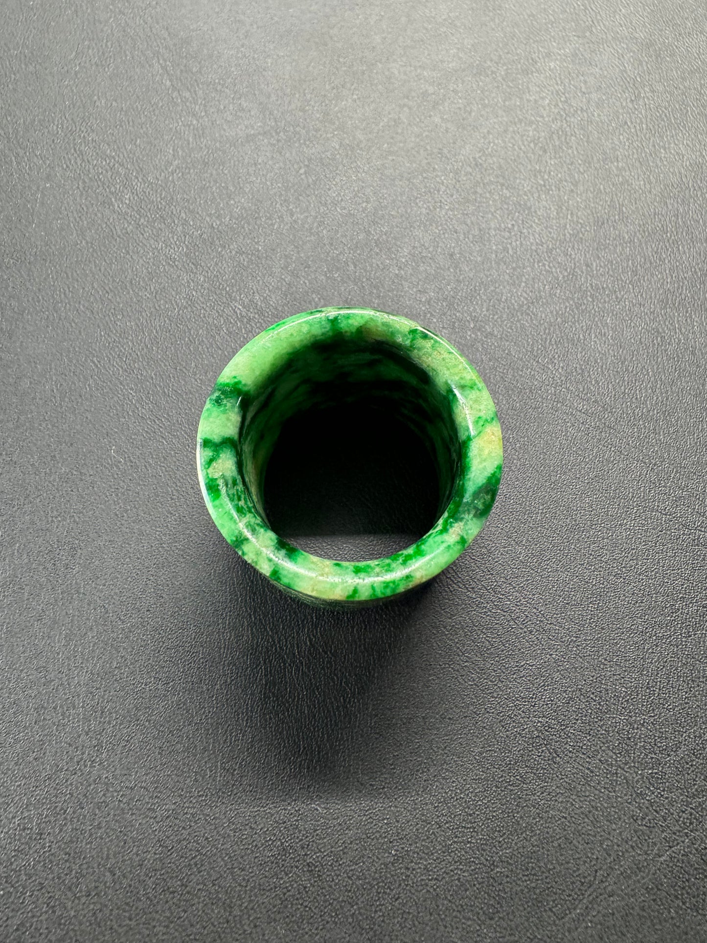 White and Green Jade Thumb Ring