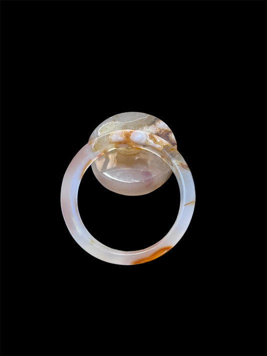 Cherry Blossom Agate Bangle with Stand