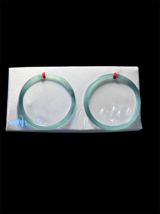 Pair of Burmese Jadeite Translucent Green Bangles