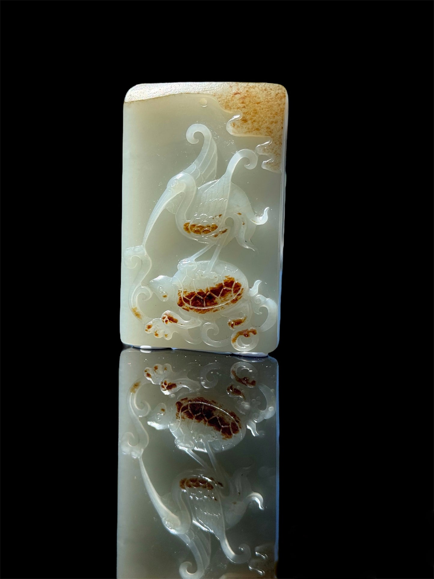 Health and Longevity Hetian Jade Pendant  - 龜鶴延年